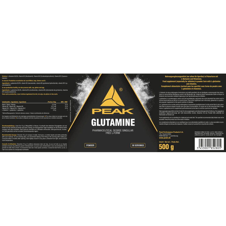 Glutamine powder micronized unflavored 500g jar