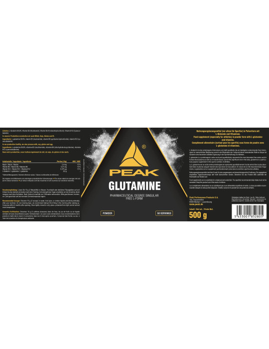 Glutamine en poudre micronisée sans saveur en pot de 500g