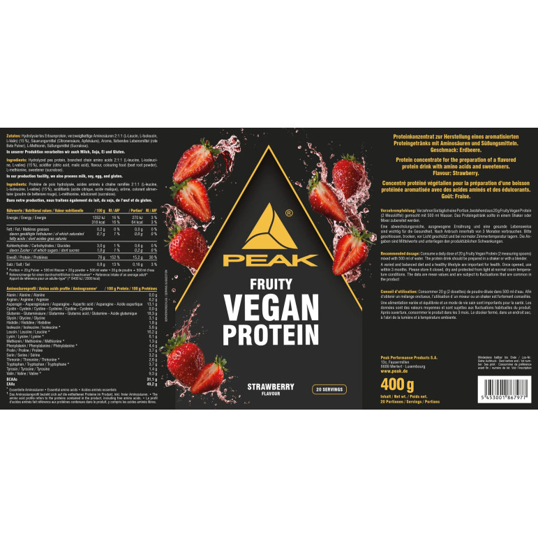 Protéine Vegan avec des goûts incroyablement délicieux et fruités.